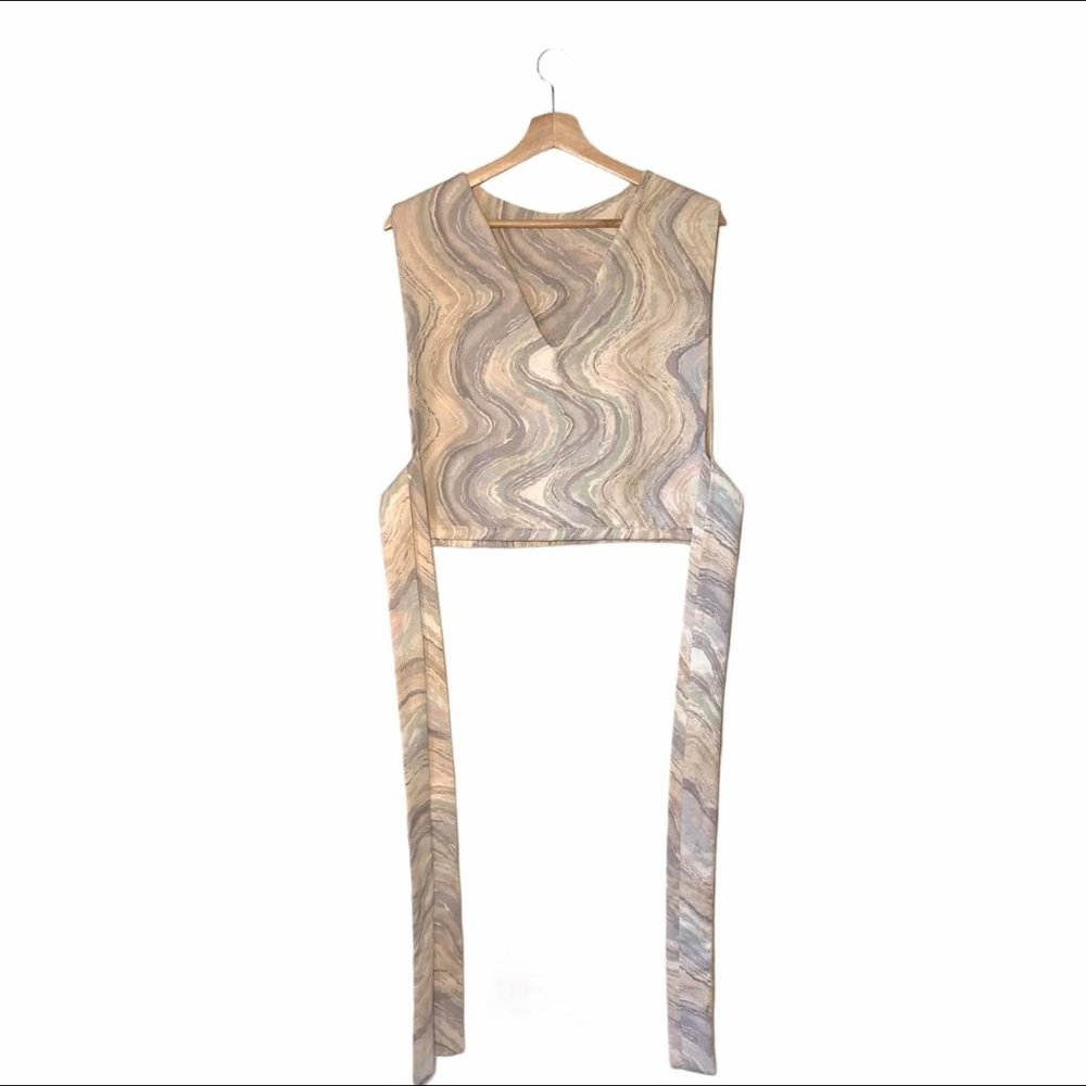 Womens Pastel Wavy Side Tie Vest - Picture 2 of 6